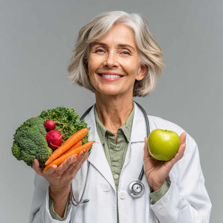 Specialist în nutriție pentru seniori oferind consultanță personalizată